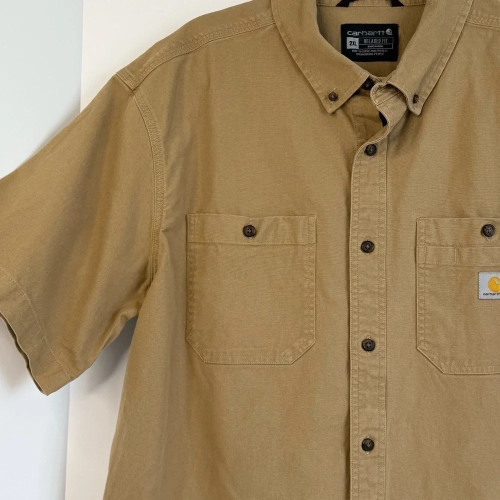 Carhartt Rugged Flex Short Sleeve Work Shirt Men’s 2XL Khaki Tan